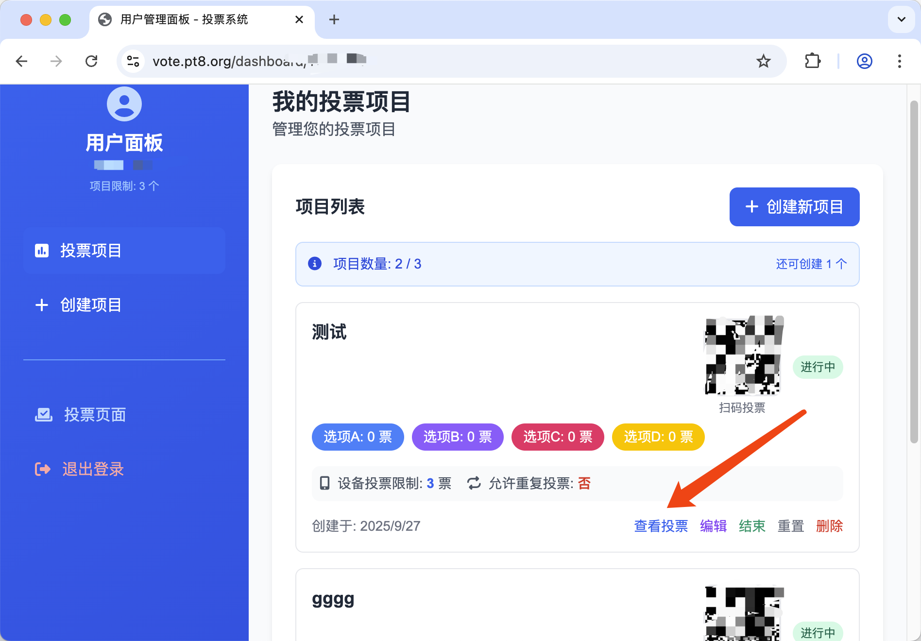 项目详情页面截图